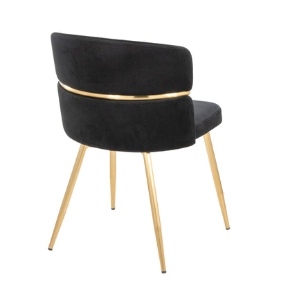 Art Deco dining chair set of 2 in black velvet with gold ring accent and legs on Tampa Home & Garden Store