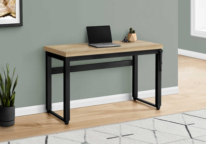 Adjustable standing computer desk by HouseOfZazla with natural wood top and black frame on Tampa Home & Garden Store