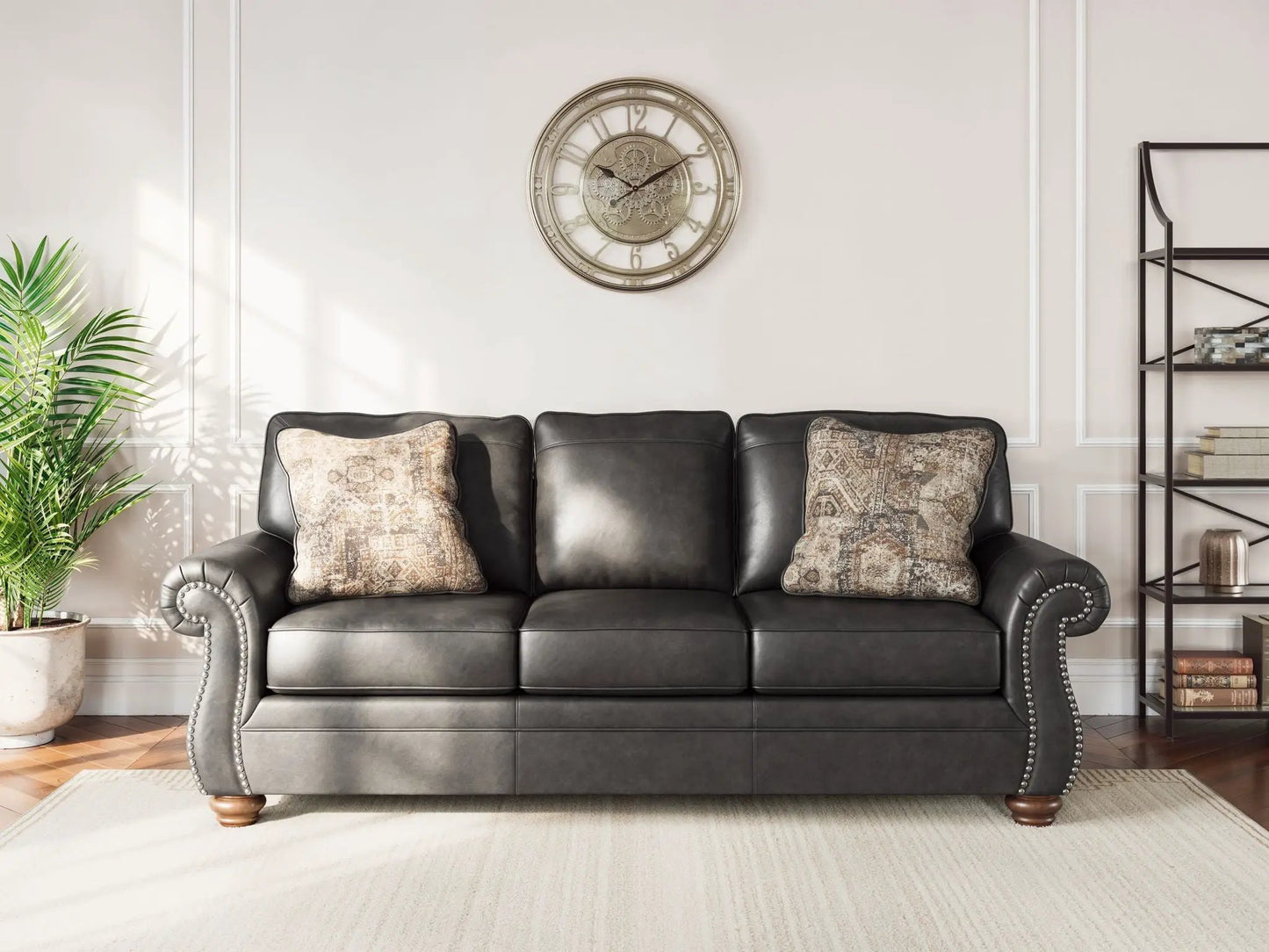 Chasemore Sofa black leather sofa with trim by Unique Piece Furniture on Tampa Home & Garden Store