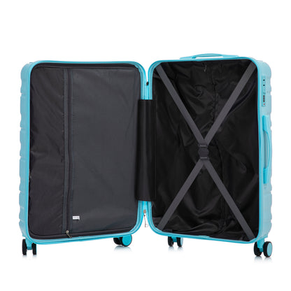 HIFINE Tourist 3-Piece ABS Spinner Luggage blue, two suitcases opened with mesh divider on Tampa Home & Garden Store