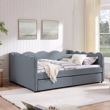 Gingham Daybed With USB Port and Wave Design