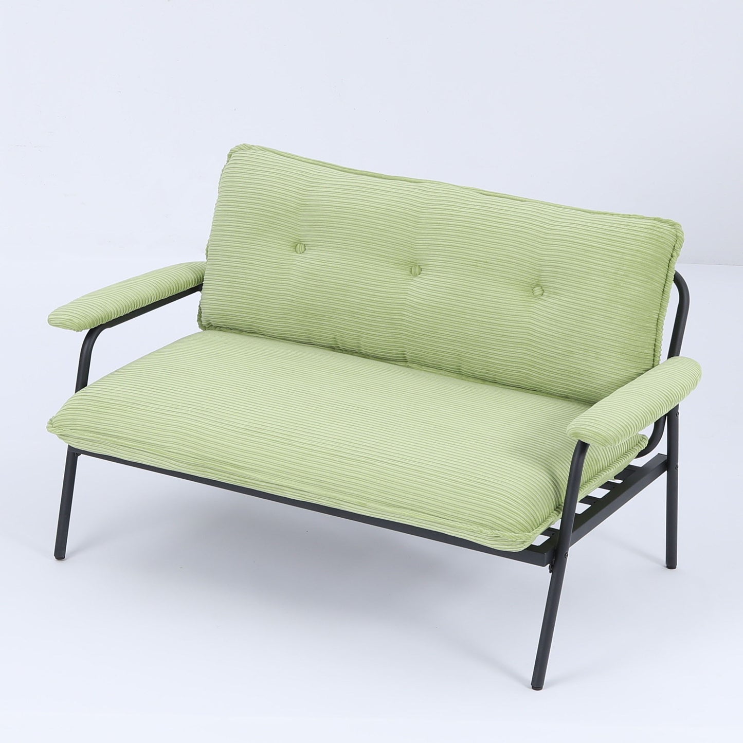 Modern metal frame sofa with sponge-filled lime cushions and tufted back HouseOfZazla on Tampa Home & Garden Store