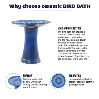Handmade glazed ceramic bird bath sapphire blue on a tall pedestal by HouseOfZazla on Tampa Home & Garden Store