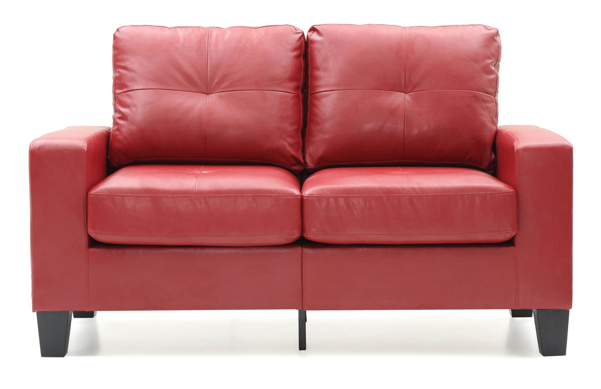 Track arm loveseat in red leather with two-seat stationary design by HouseOfZazla on Tampa Home & Garden Store