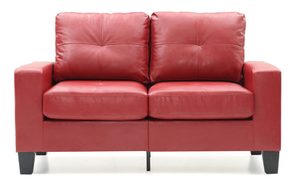 Track arm loveseat in red leather with two-seat stationary design by HouseOfZazla on Tampa Home & Garden Store