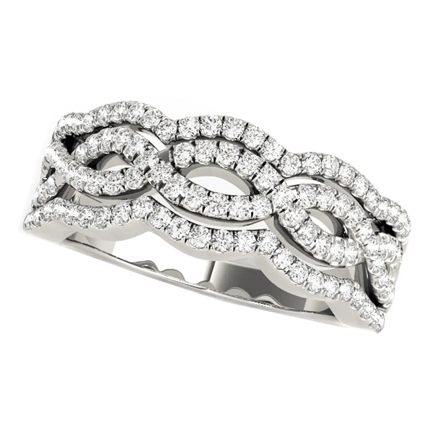 Diamond studded ring with four curves in 14k white gold, 5/8 cttw diamonds, by Bids.com on Tampa Home & Garden Store