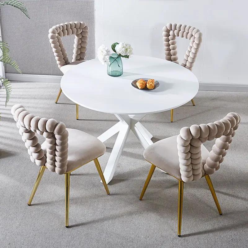 Modern Chair With Iron Tube Legs and Cushions