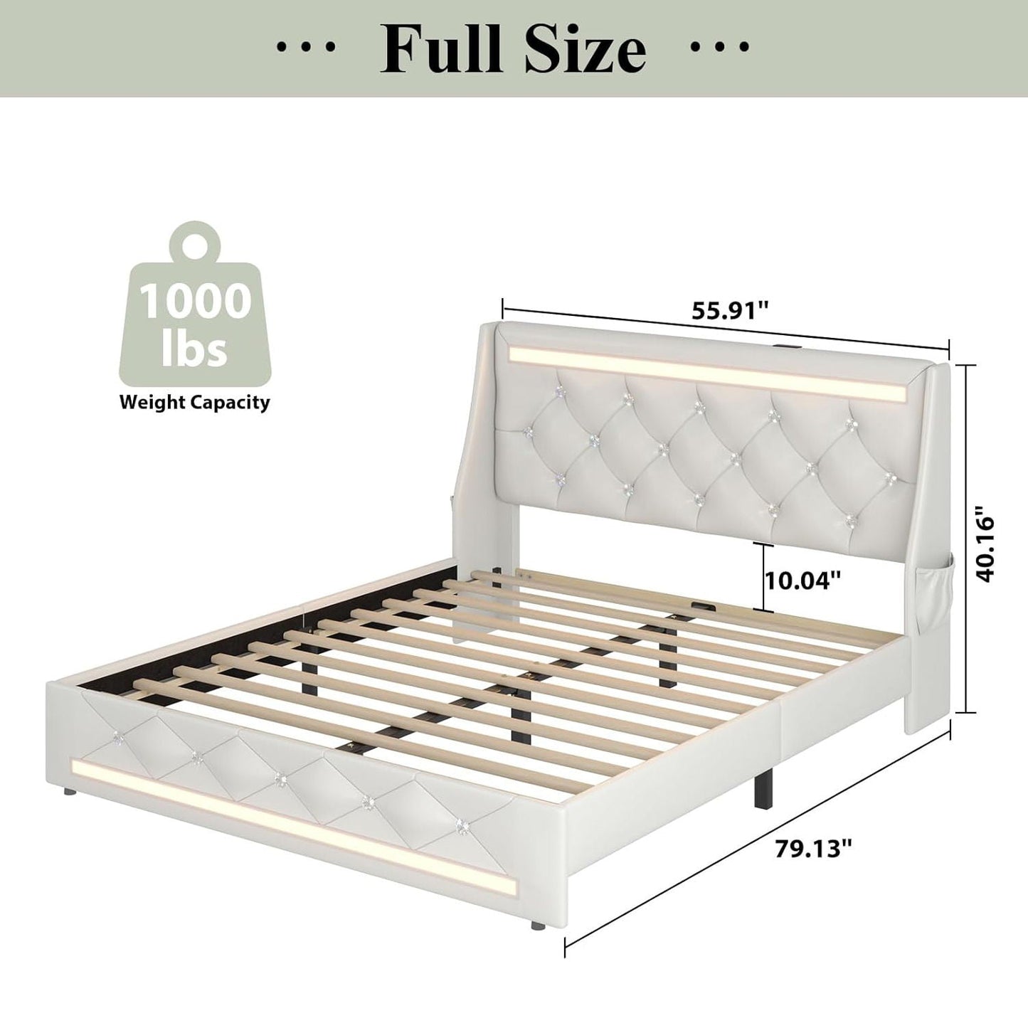 Wingback Upholstered Bed Frame Led and Usb