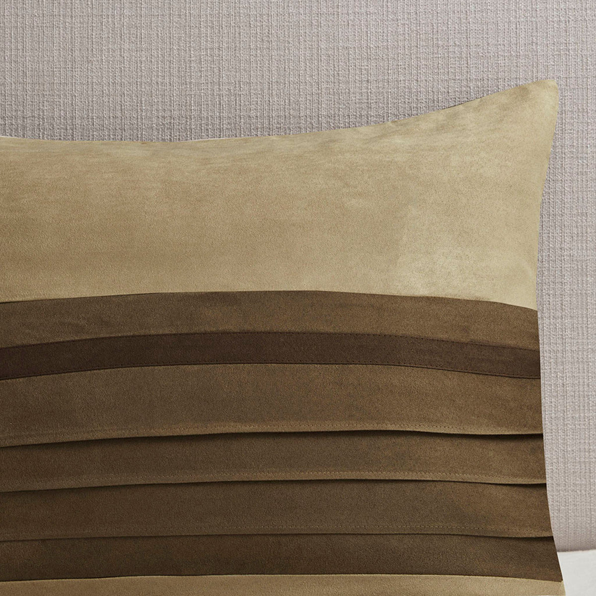 7 PC Faux Suede Comforter Set Natural King tan beige and brown panels by HouseOfZazla on Tampa Home & Garden Store