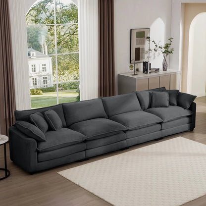 Modern Upholstered 4 Seater Sofa With Pillows