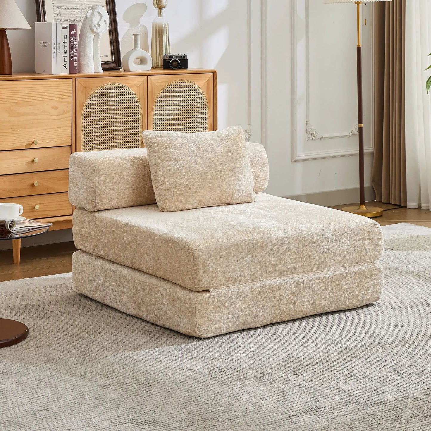 Convertible Floor Sofa Bed with Fixed Frame