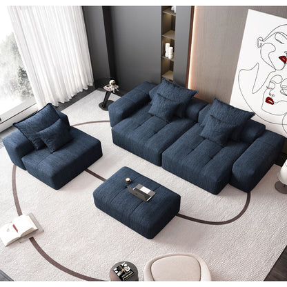 Modern Oversized DIY Modular Sectional Sofa with Pillows in blue fabric by HouseOfZazla on Tampa Home & Garden Store
