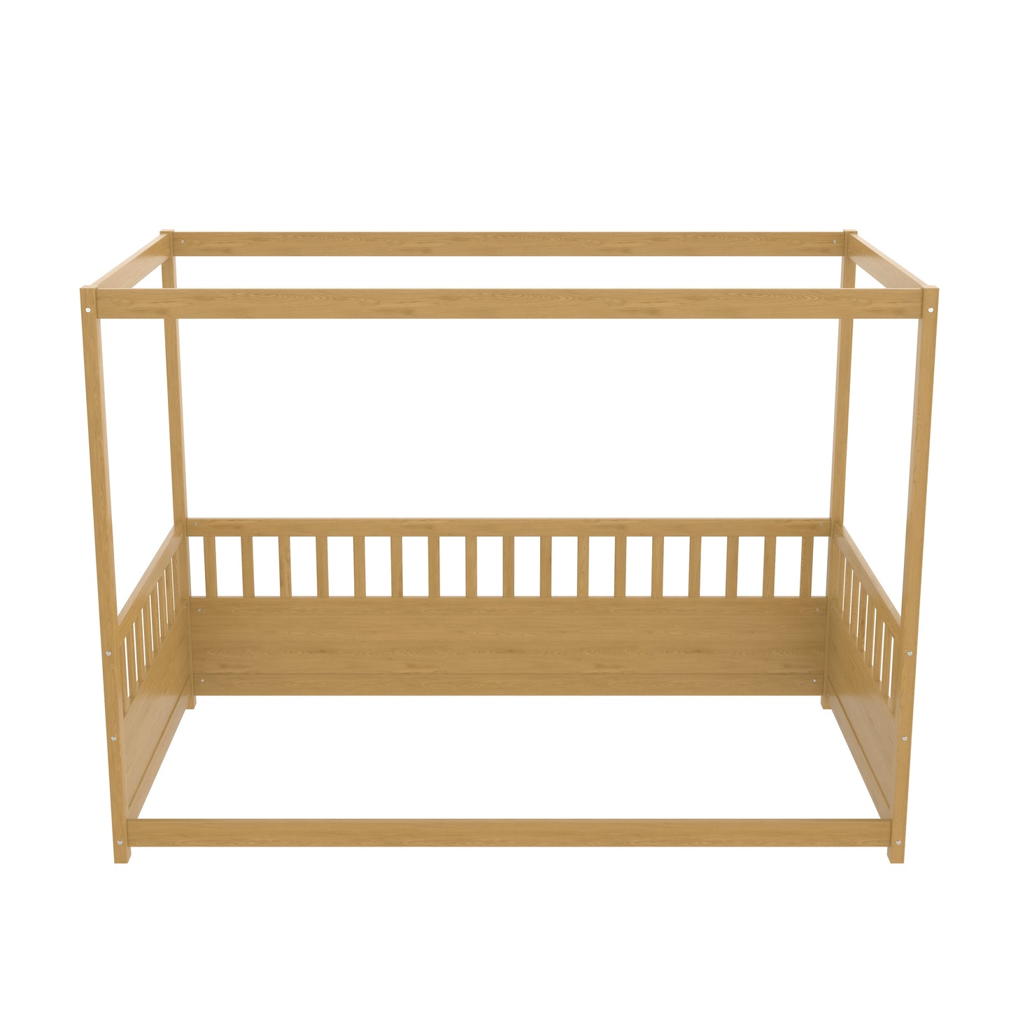 Twin Size Canopy Bed Frame with Guardrails in natural wood by HouseOfZazla on Tampa Home & Garden Store