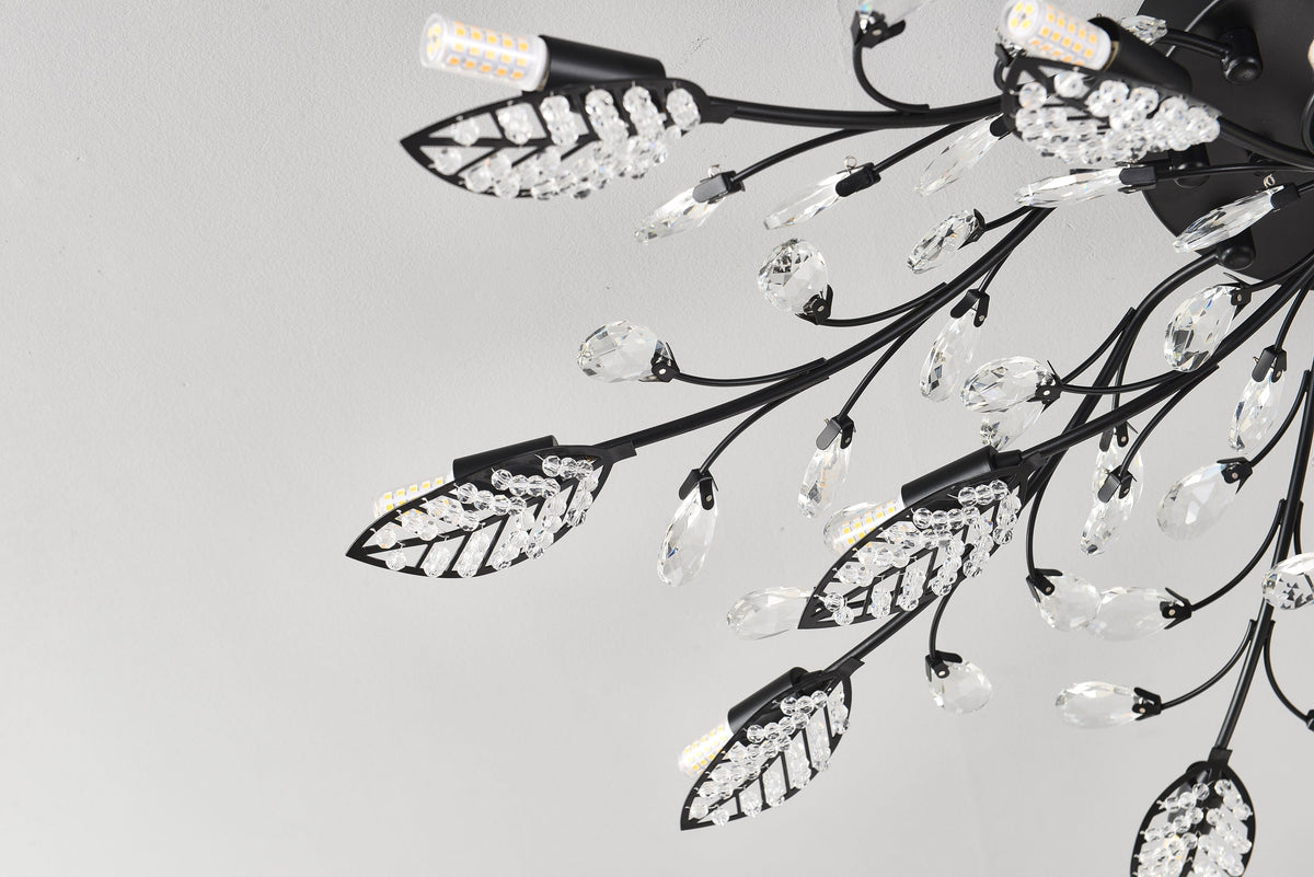 15-Light Crystal Chandelier Lamp by HouseOfZazla with black metal arms and crystal drops on Tampa Home & Garden Store