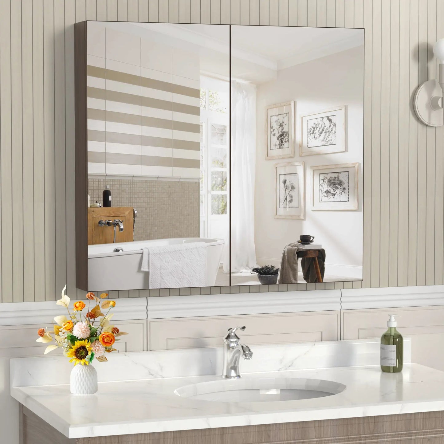 Medicine Cabinet Wall Mounted Mirror with Storage