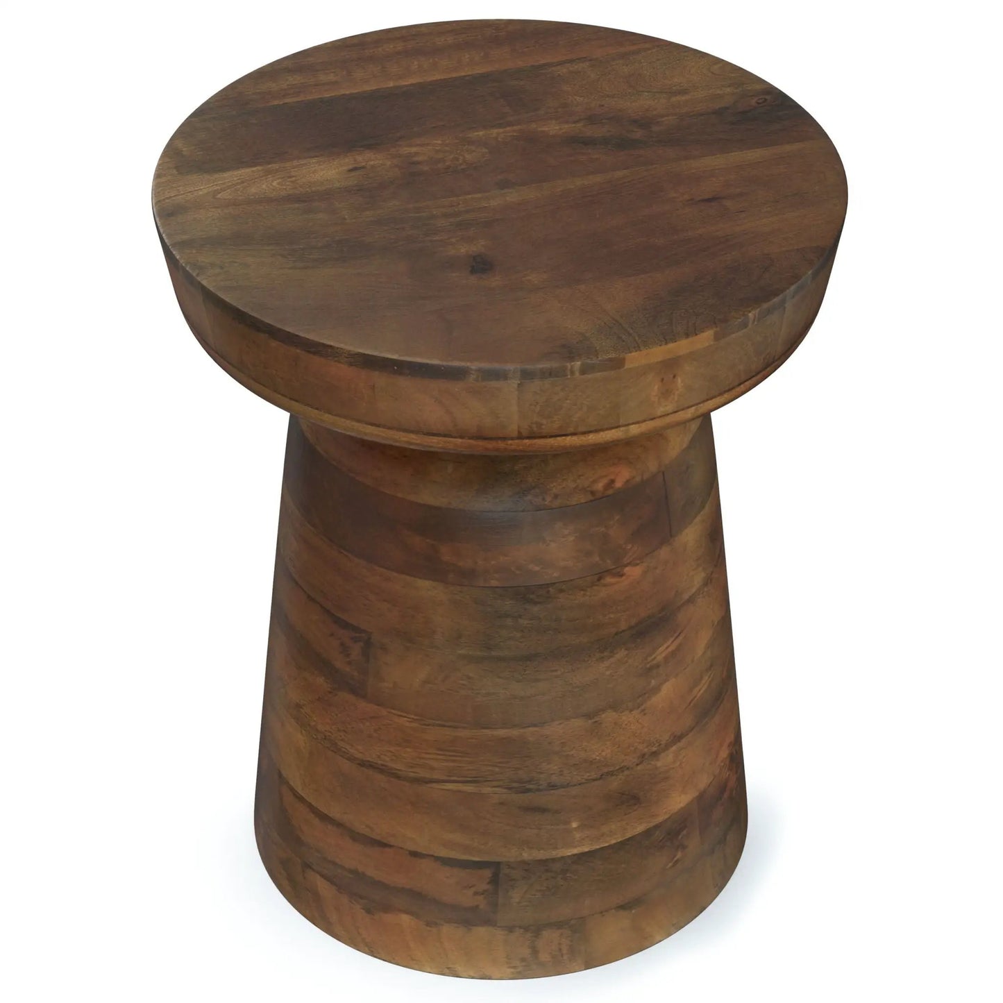 Robbie - Handcrafted Accent Table round wooden top in dark brown finish Unique Piece Furniture on Tampa Home & Garden Store