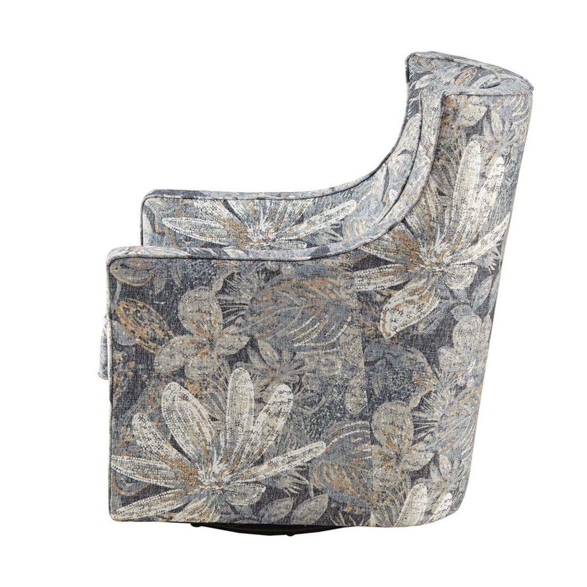 Swivel glider chair multicolor patterned upholstery with curved armrests on Tampa Home & Garden Store