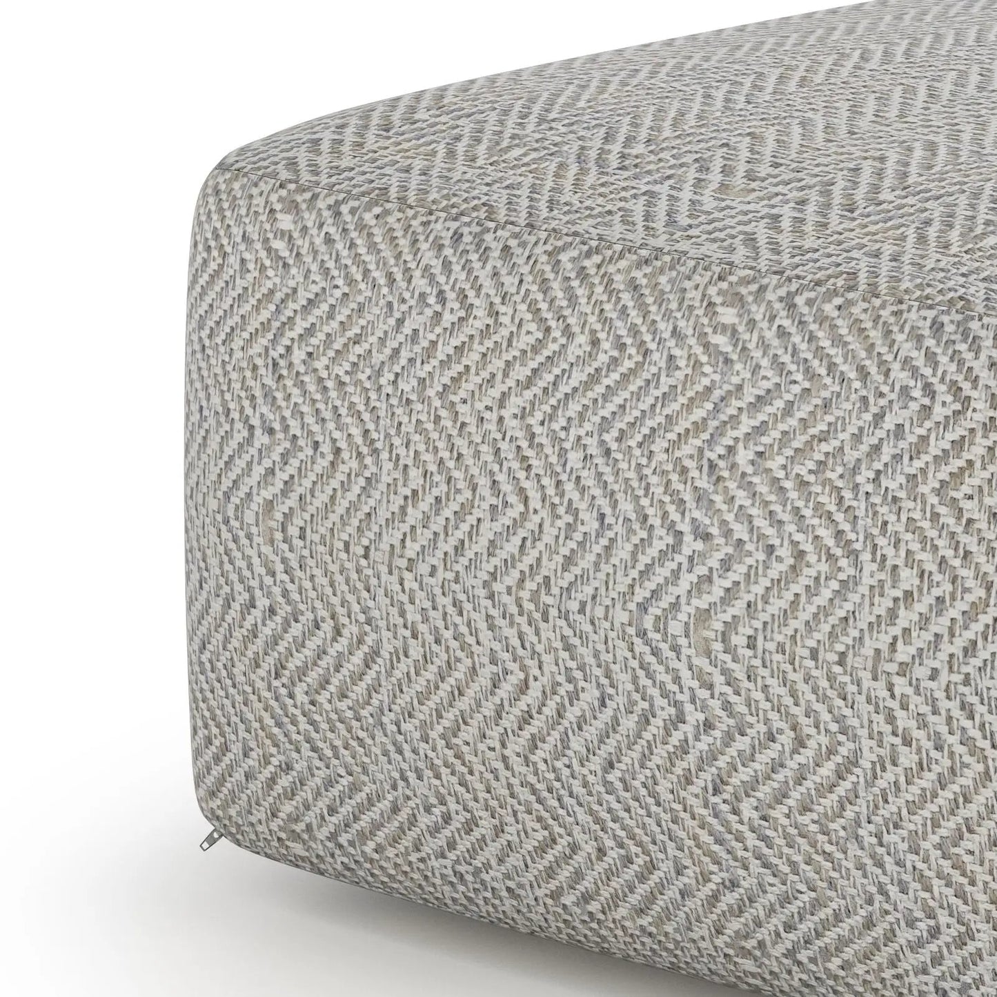 Nate - Handcrafted Square Pouf, woven beige-gray fabric, accent pouf by Unique Piece Furniture on Tampa Home & Garden Store