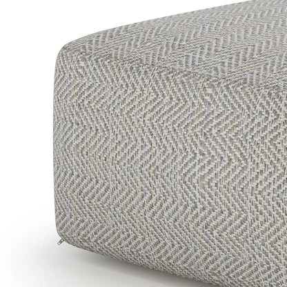 Nate - Handcrafted Square Pouf, woven beige-gray fabric, accent pouf by Unique Piece Furniture on Tampa Home & Garden Store