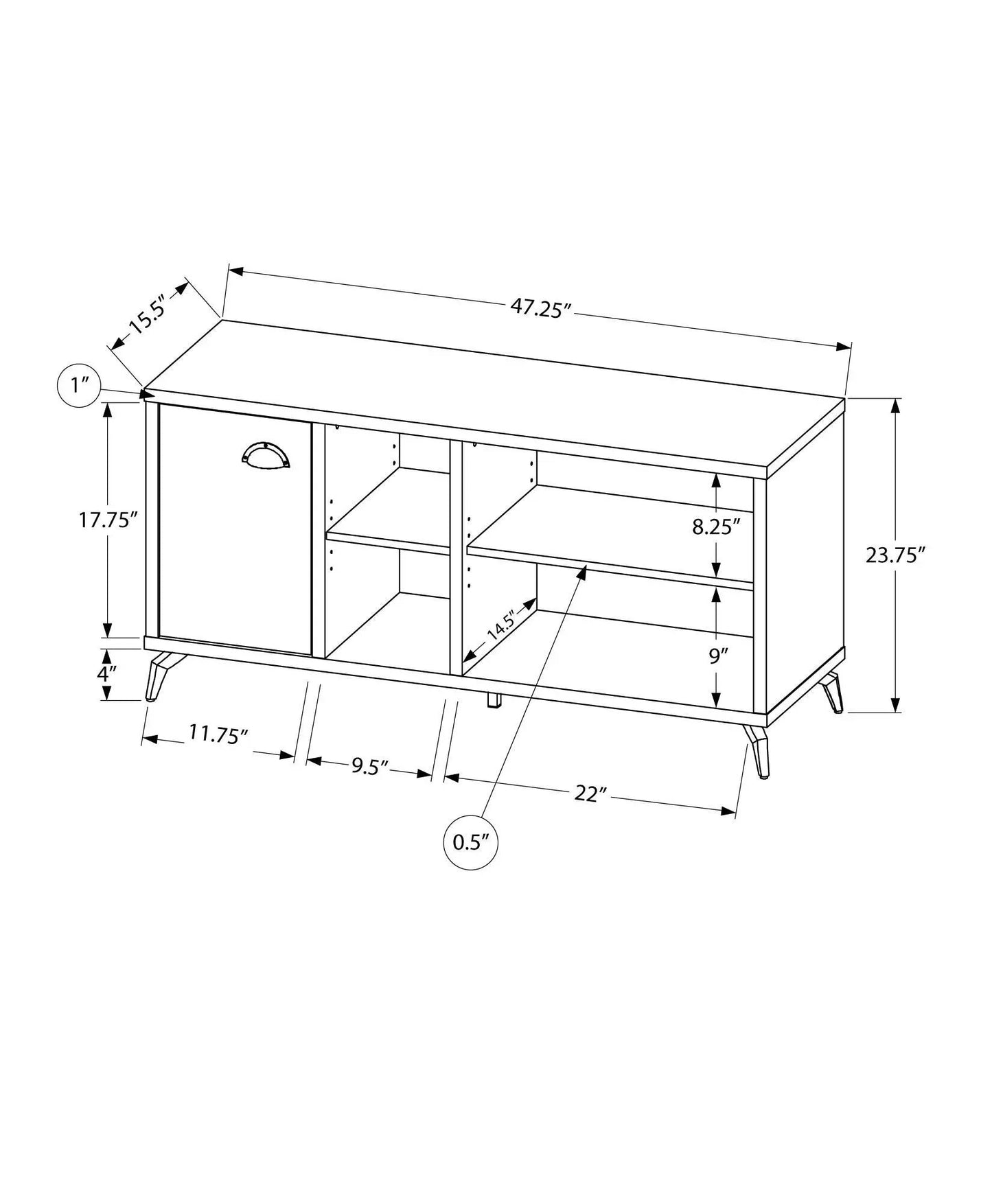 TV stand console with open shelves and cabinet doors by Unique Piece Furniture on Tampa Home & Garden Store