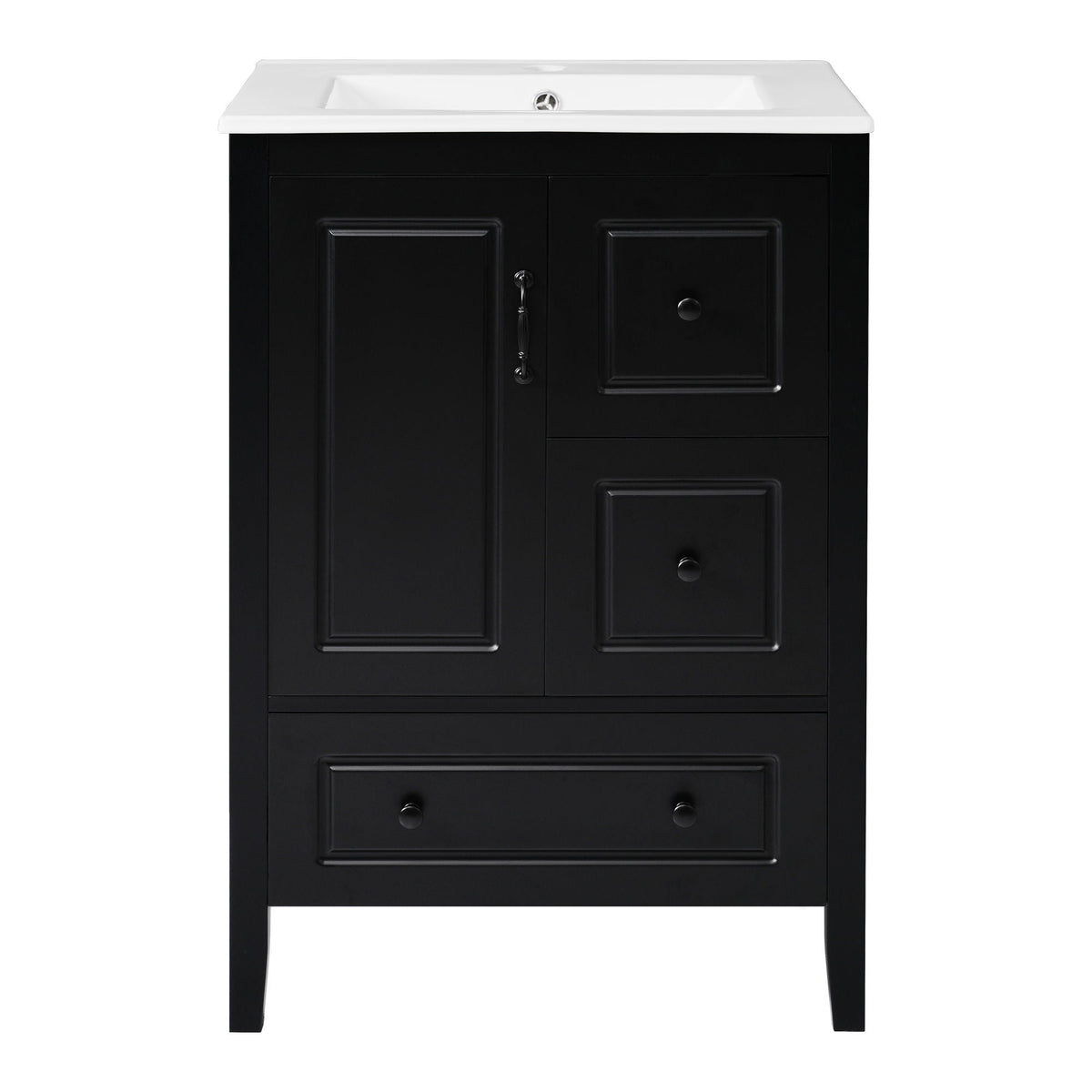 Vanity HouseOfZazla retro bathroom vanity with white ceramic sink and black cabinet on Tampa Home & Garden Store