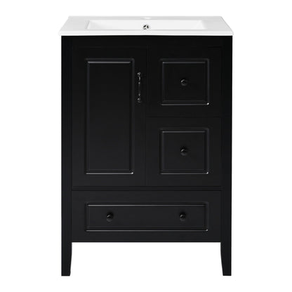 Vanity HouseOfZazla retro bathroom vanity with white ceramic sink and black cabinet on Tampa Home & Garden Store