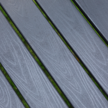 HDPE Outdoor Terrace Dining Chair Set of 2 Black close-up of dark slatted outdoor furniture on Tampa Home & Garden Store