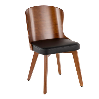 Mid-Century Side Chair with Cushioned Faux Leather Seat in Walnut and Black by HouseOfZazla on Tampa Home & Garden Store