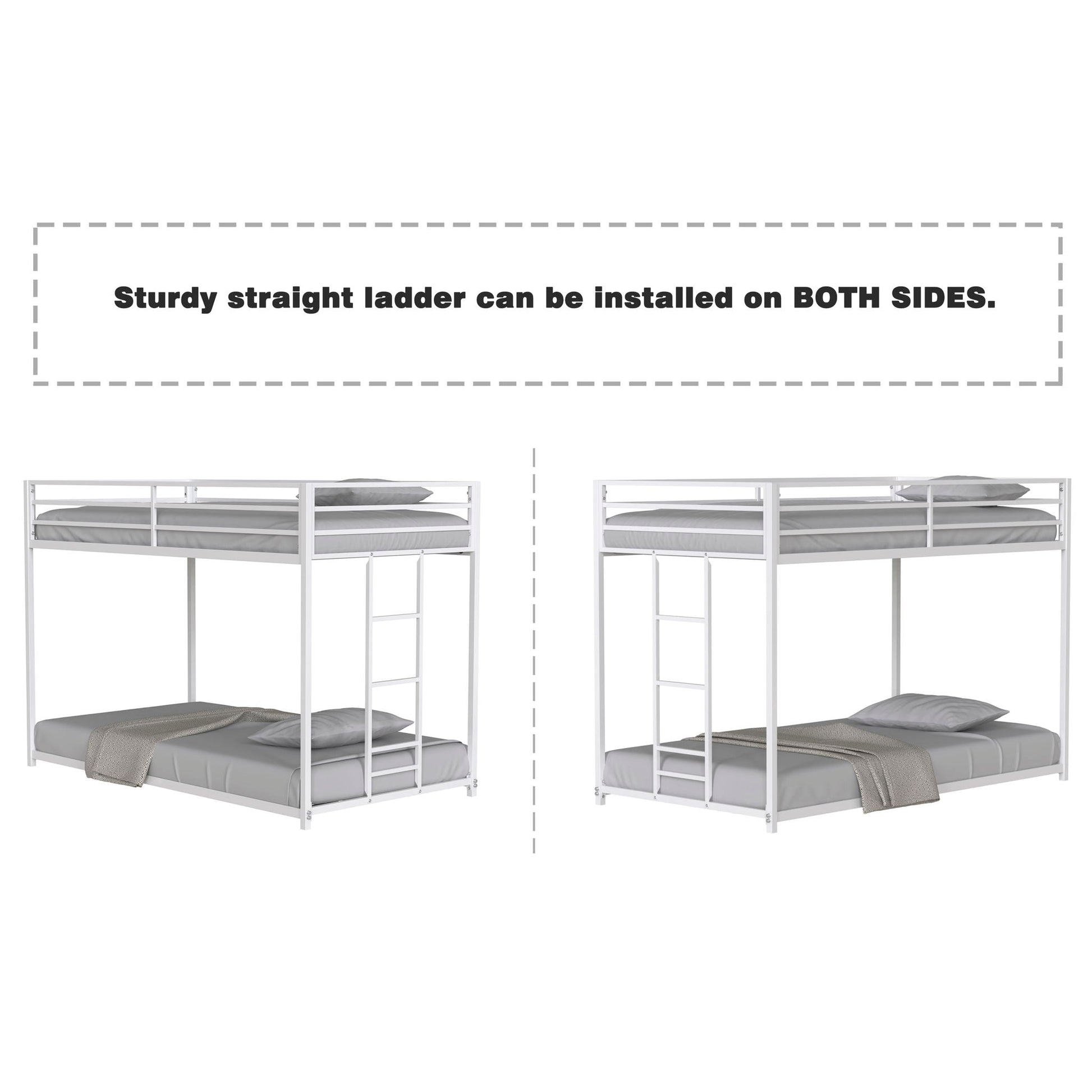 Adam metal bunk beds by HouseOfZazla, white steel frame twin-over-twin with ladders, pair on Tampa Home & Garden Store