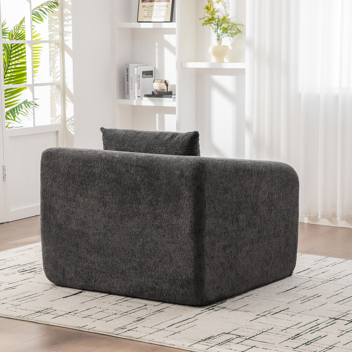 Foldable single sleeper chair in dark gray chenille with backrest by HouseOfZazla on Tampa Home & Garden Store