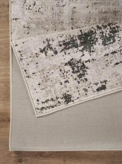 Jewel Contemporary Area Rug by HouseOfZazla, beige cream with charcoal abstract motif for living room on Tampa Home & Garden Store