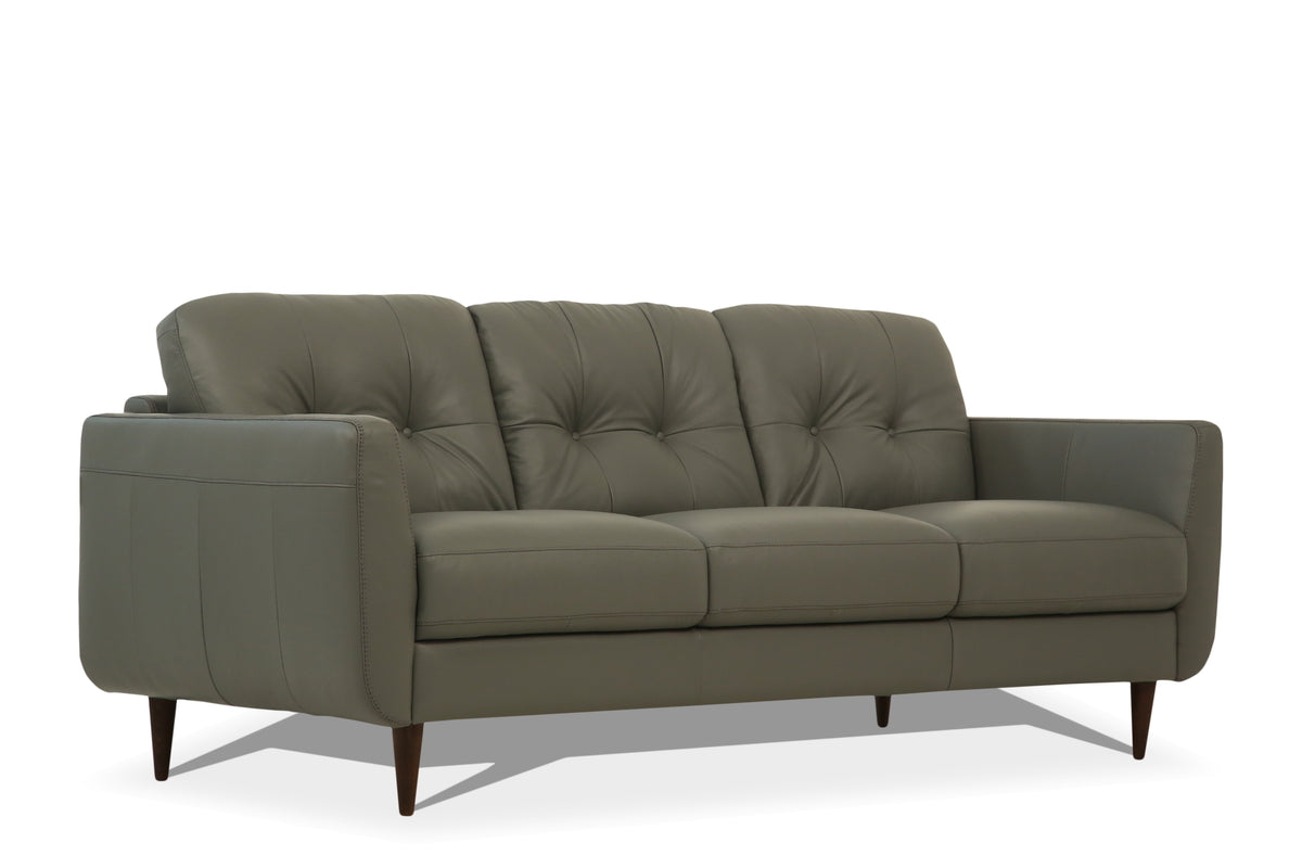 Radwan Pesto Button Italian Leather Sofa