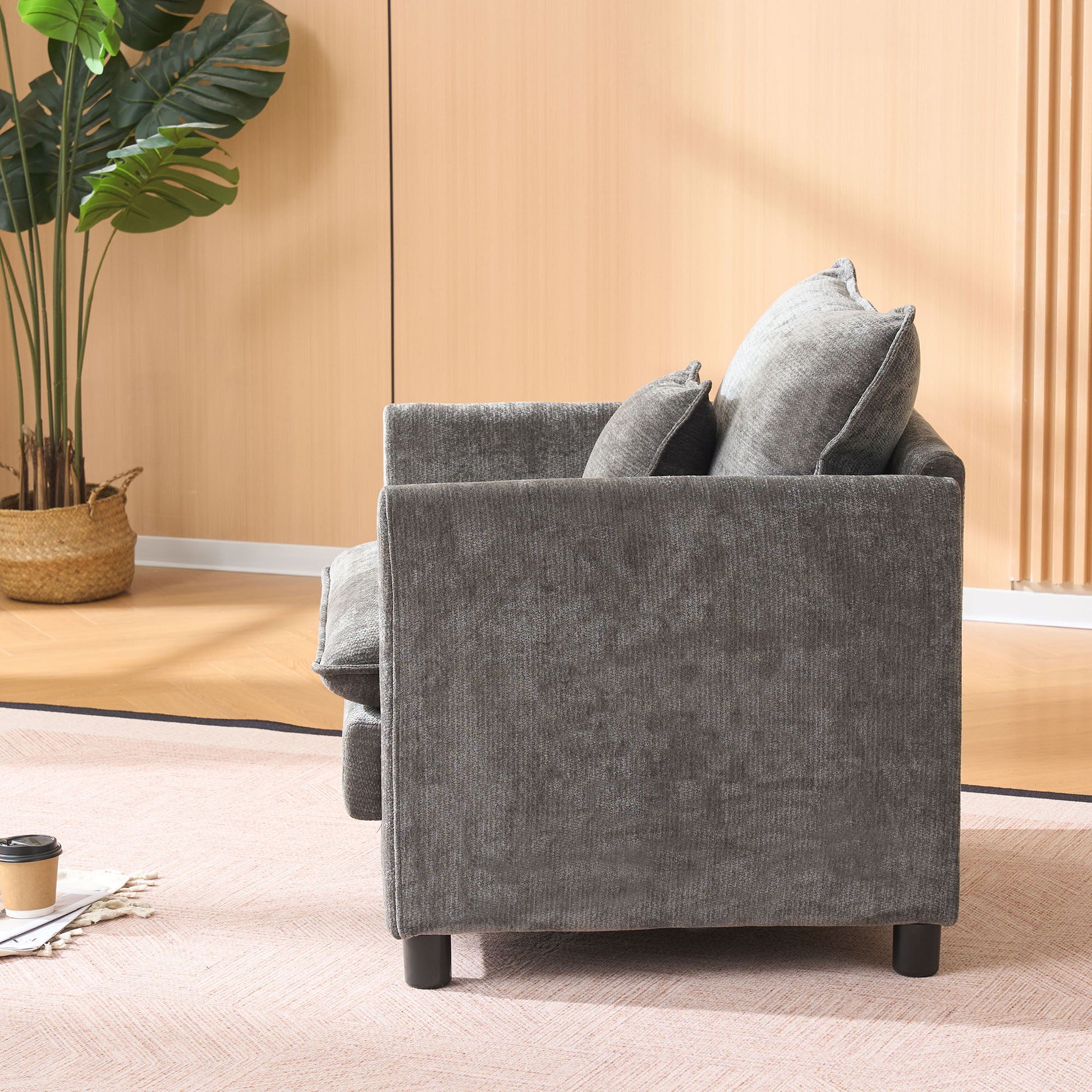 Modern Reading Armchair HouseOfZazla grey fabric on Tampa Home & Garden Store