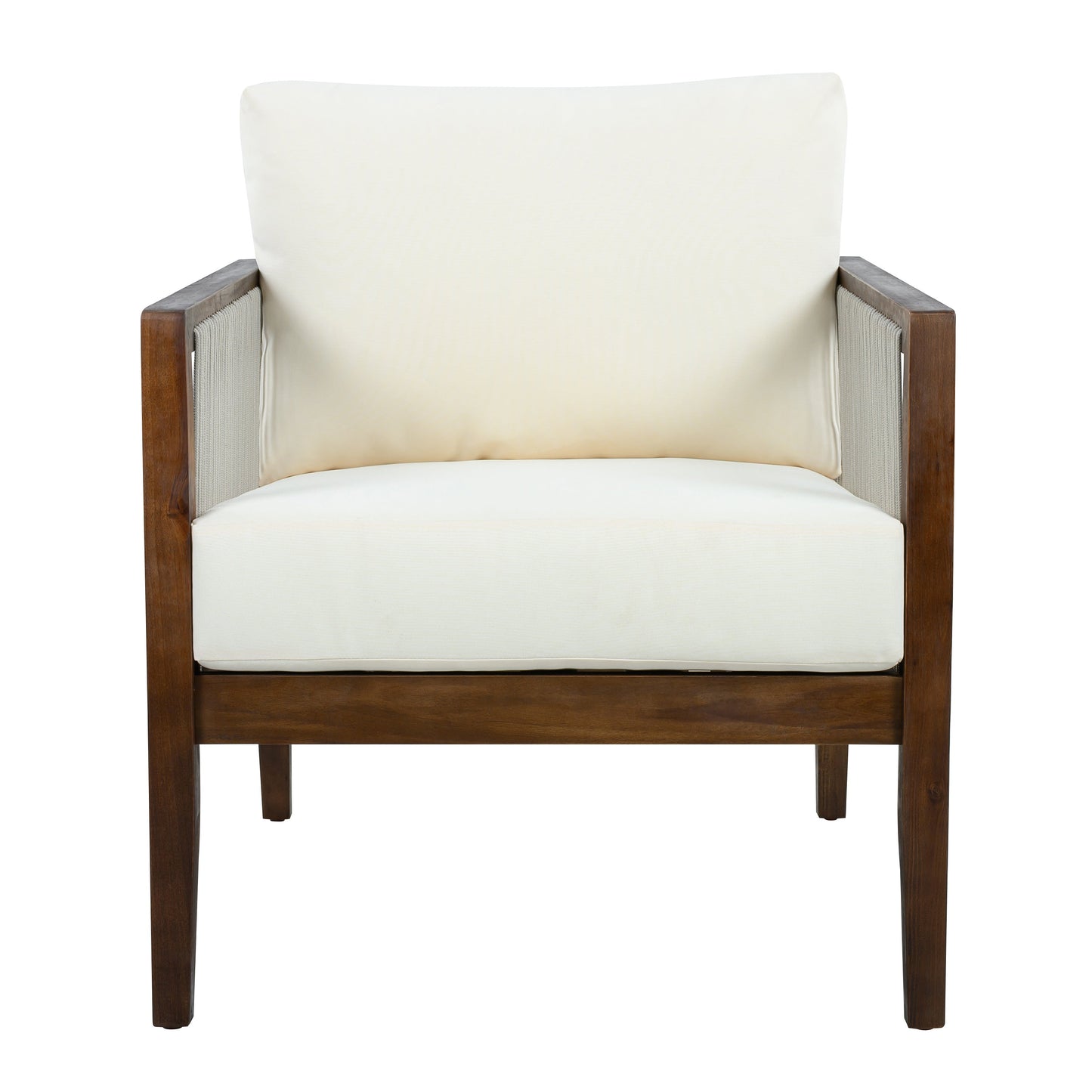 Solid Acacia Wood Outdoor Chair with Rope Back