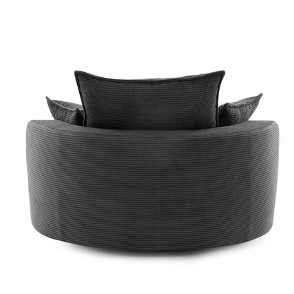 Swivel barrel chair with cushions and pillows in dark charcoal woven rattan, HouseOfZazla on Tampa Home & Garden Store