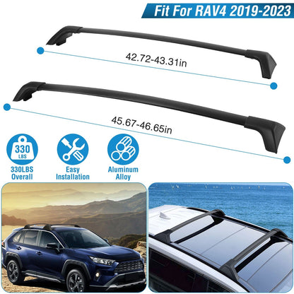 GemGear aluminum roof rack cross bars for Toyota RAV4 2019-2024, pair with side rails, black on Tampa Home & Garden Store