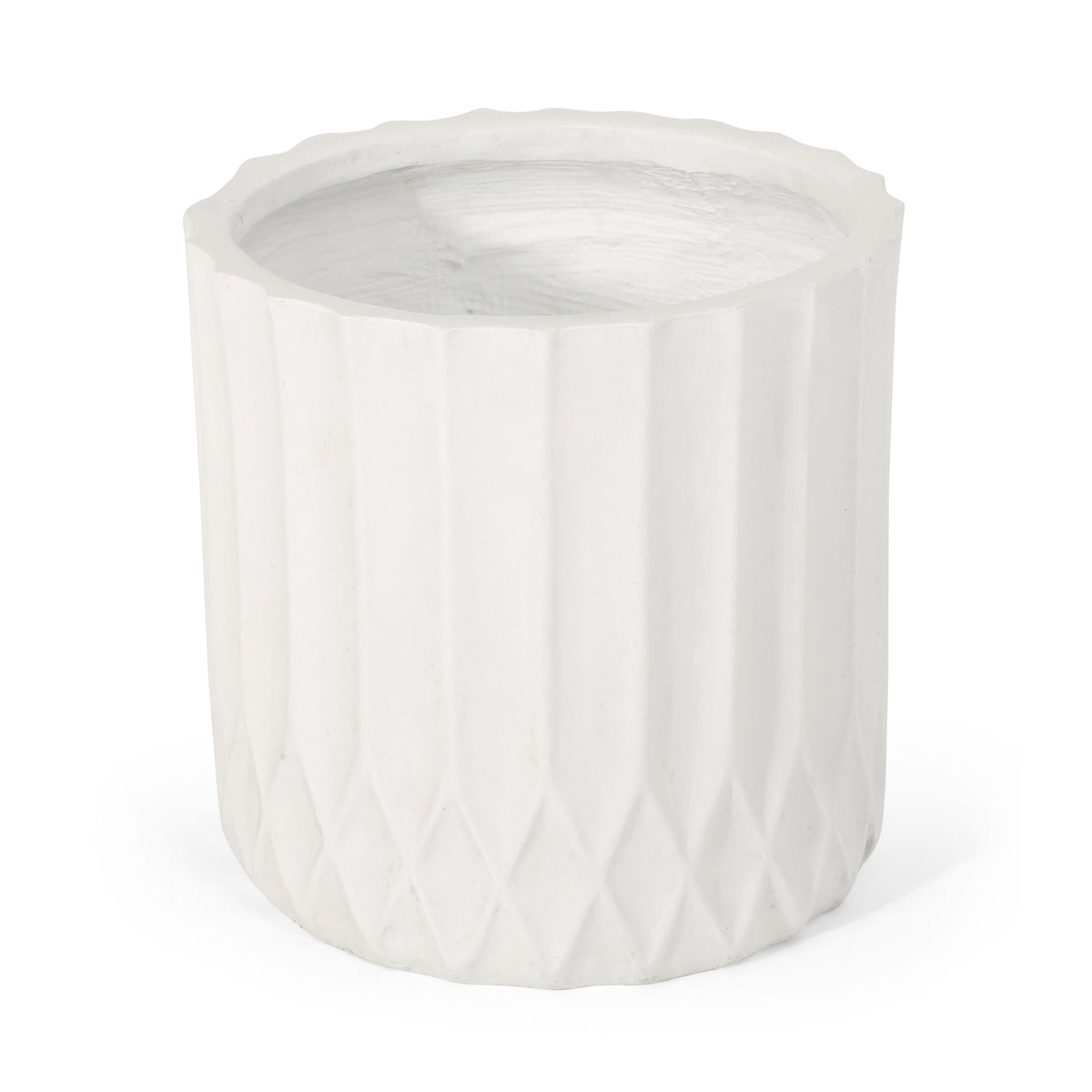 MGO PLANTER white ceramic planter with fluted vertical sides and scalloped rim HouseOfZazla on Tampa Home & Garden Store
