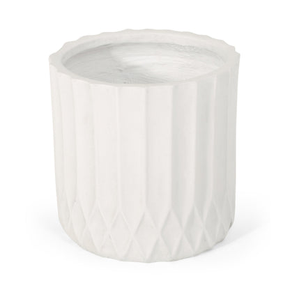 MGO PLANTER white ceramic planter with fluted vertical sides and scalloped rim HouseOfZazla on Tampa Home & Garden Store