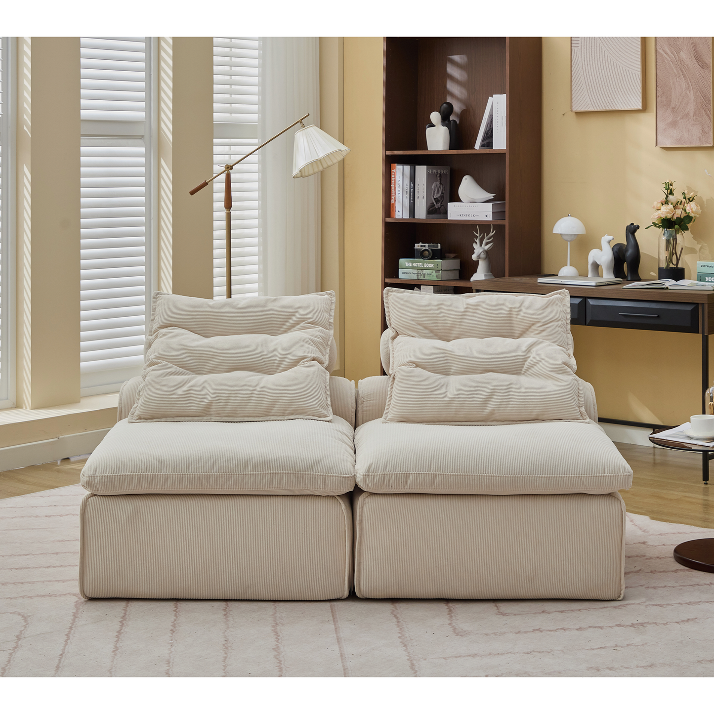 Modular Sofa With Neck and Lumbar Pillows