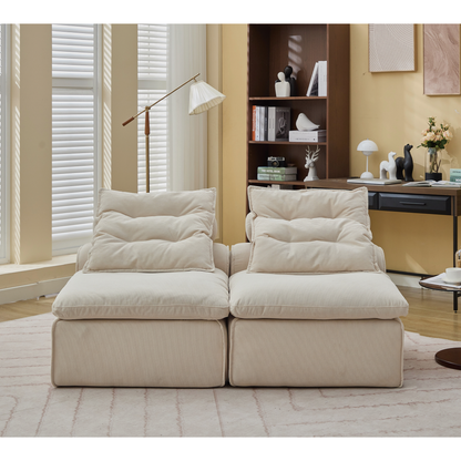 Modular Sofa With Neck and Lumbar Pillows