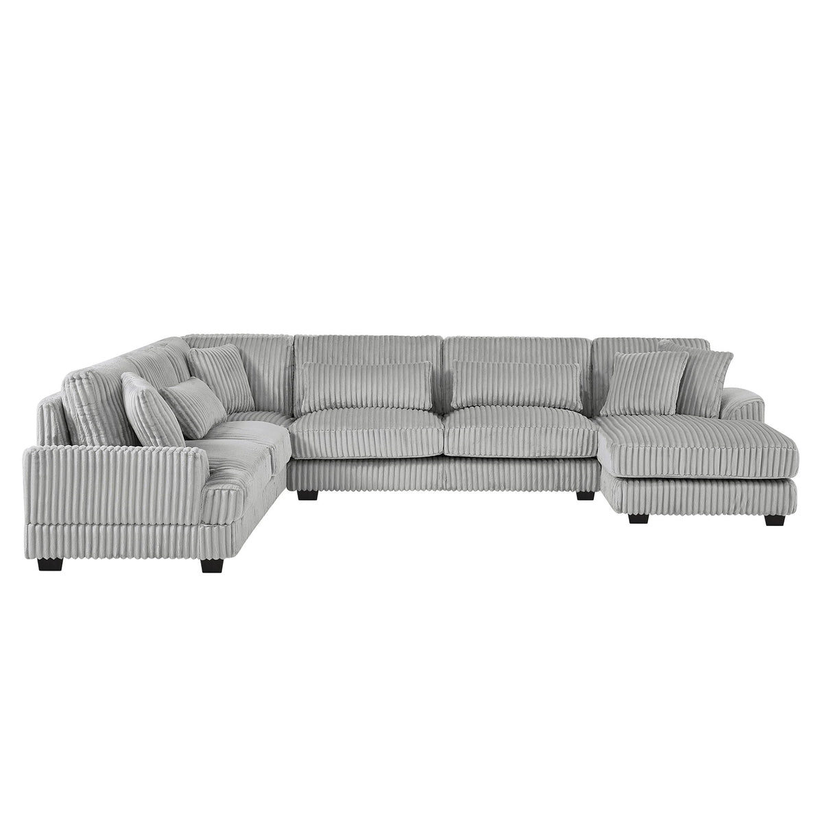 U-shaped sectional sofa with chaise lounge in gray corduroy, oversized living room sofa on Tampa Home & Garden Store
