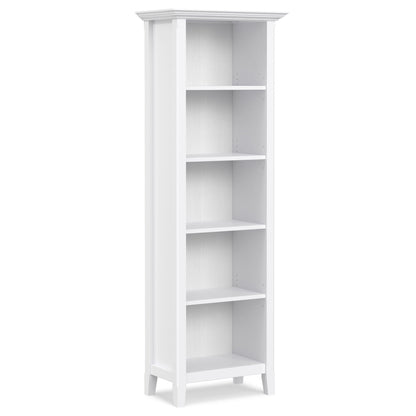 Amherst Wooden Bookcase with Adjustable Shelves, white finish, tall cabinet with crown molding on Tampa Home & Garden Store