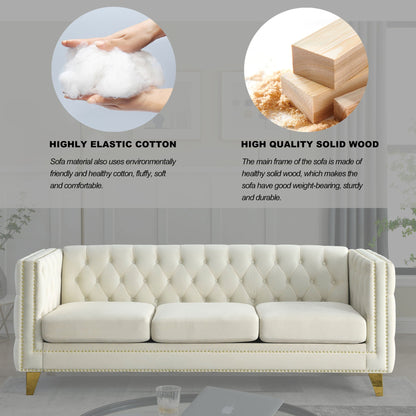 Modern Button Tufted Sofa With Nailhead Trim