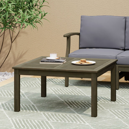 Perla Rustic Square Coffee Table with Block Legs in dark gray outdoor finish by HouseOfZazla on Tampa Home & Garden Store