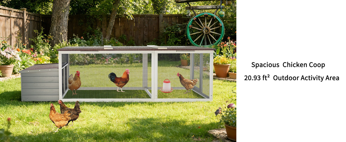Large chicken coop with 20.93 ft² run, white frame and wire mesh by HouseOfZazla on Tampa Home & Garden Store