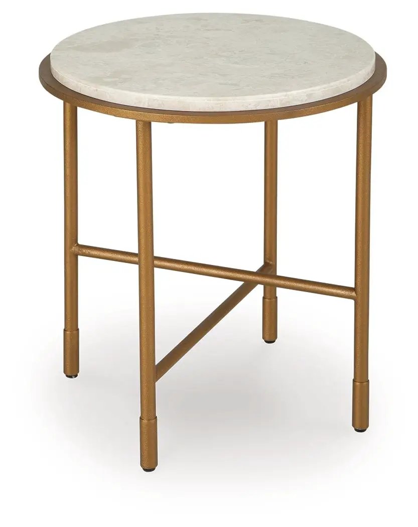 Alben Round Table with Marble Top in Goldtone