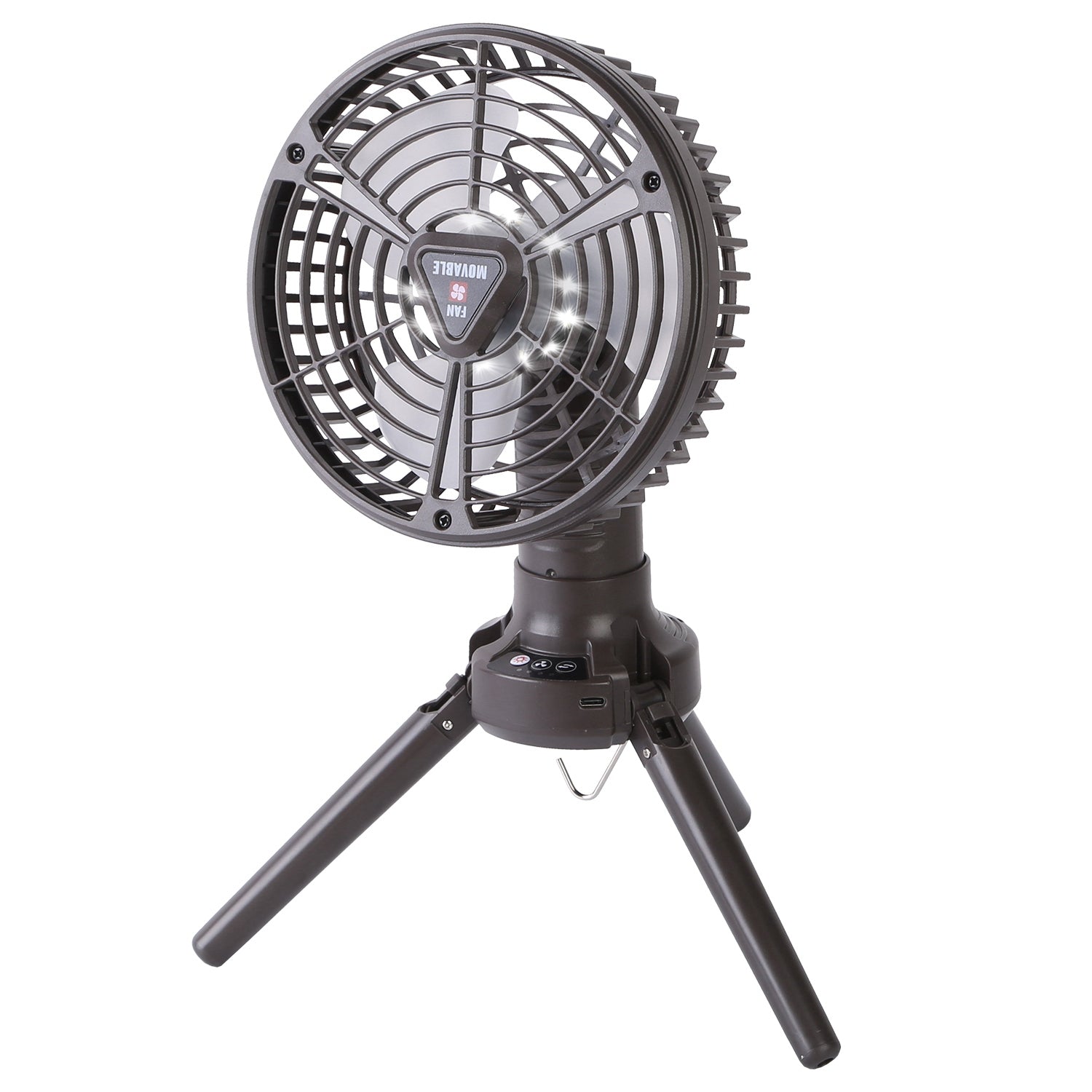 GemGear 10400mAh portable gray camping fan with LED light on tripod stand oscillating tent fan on Tampa Home & Garden Store