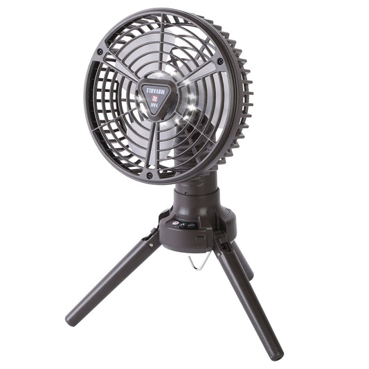 GemGear 10400mAh portable camping fan with LED light on tripod stand on Tampa Home & Garden Store