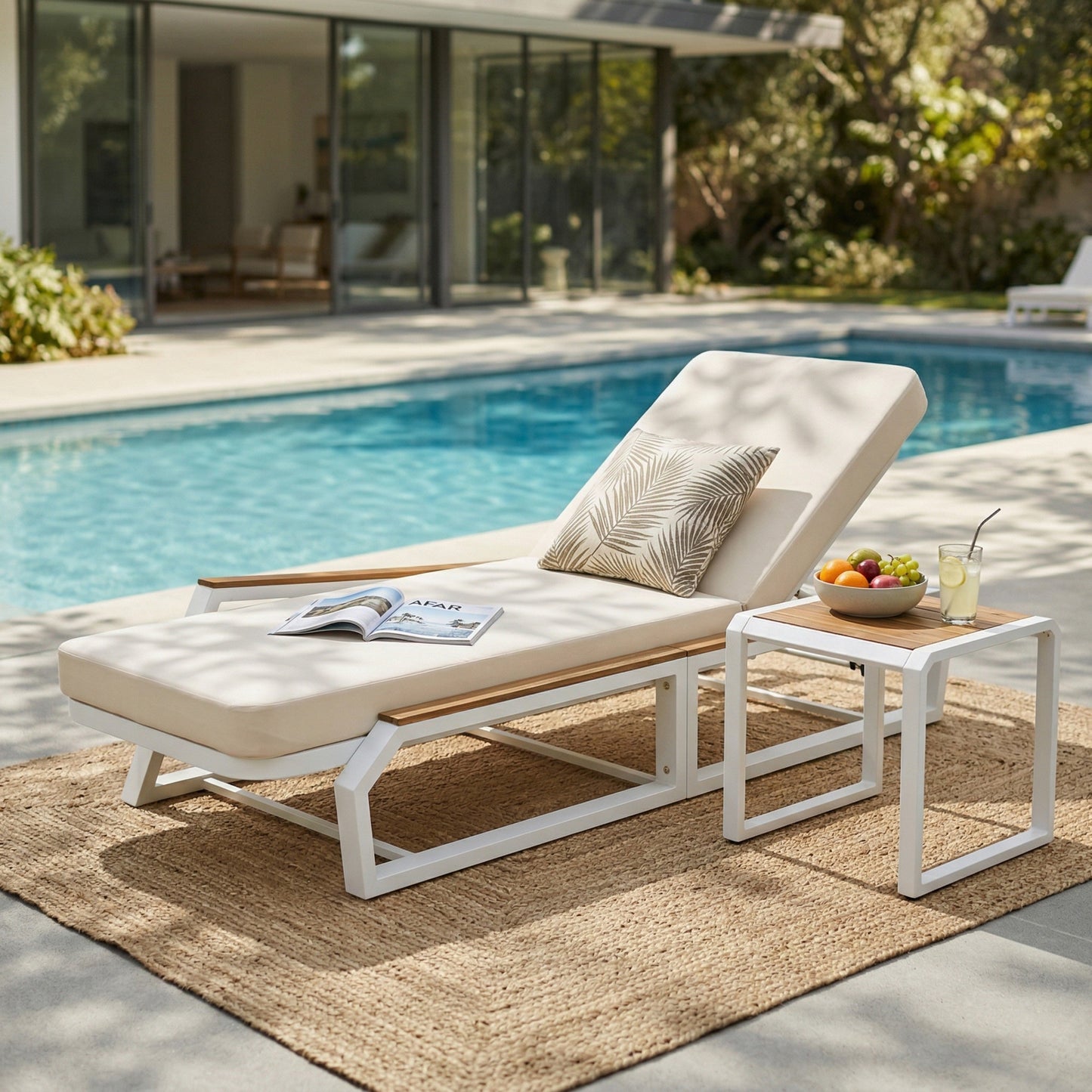3 Piece Adjustable Outdoor Chaise And Side Table
