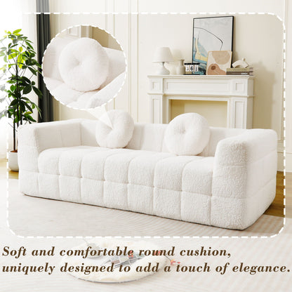Boneless 3 Seater Sofa and Throw Pillows Beige